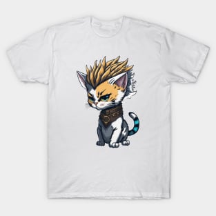 Rock n Roll Metalhead Punk Cat with Mohawk Hairstyle T-Shirt